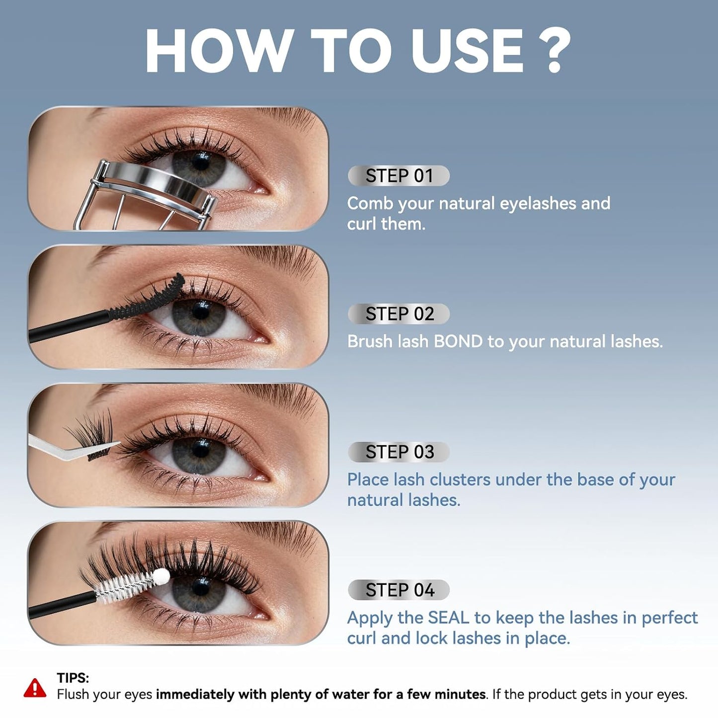 Eyelash Glue - 150H Long Lasting Waterproof Lash Bond & Seal | Strong Hold, Latex-Free, Non-Irritating (Black 5ml+5ml)