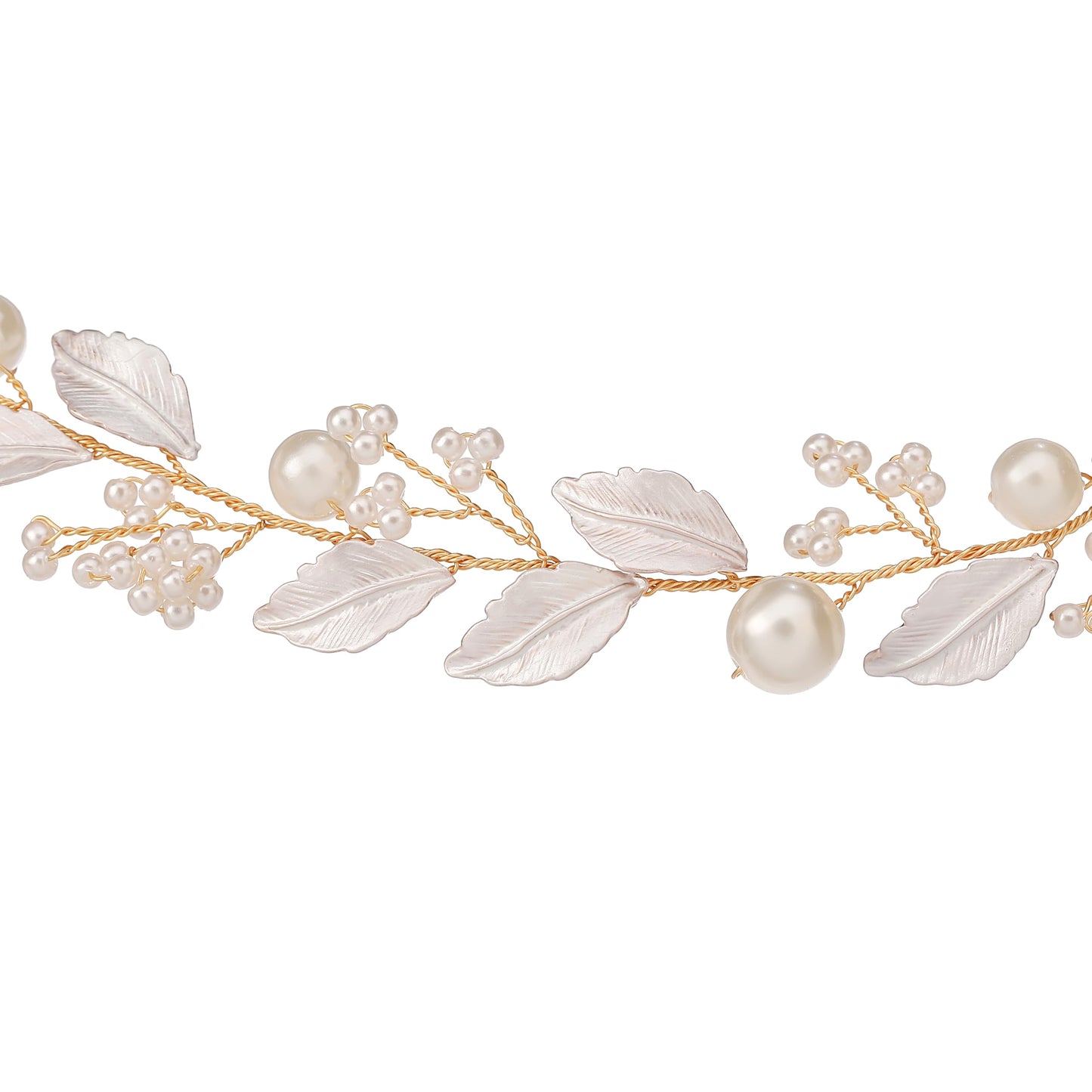 527&huan Handmade Wire Woven Bridal Hair Vine, Metal-Plated Leaves with Pearl Clusters Wedding Hair Accessories for Bride, Bridal Headpieces for Bridesmaid Prom Flower Girl Formal Events