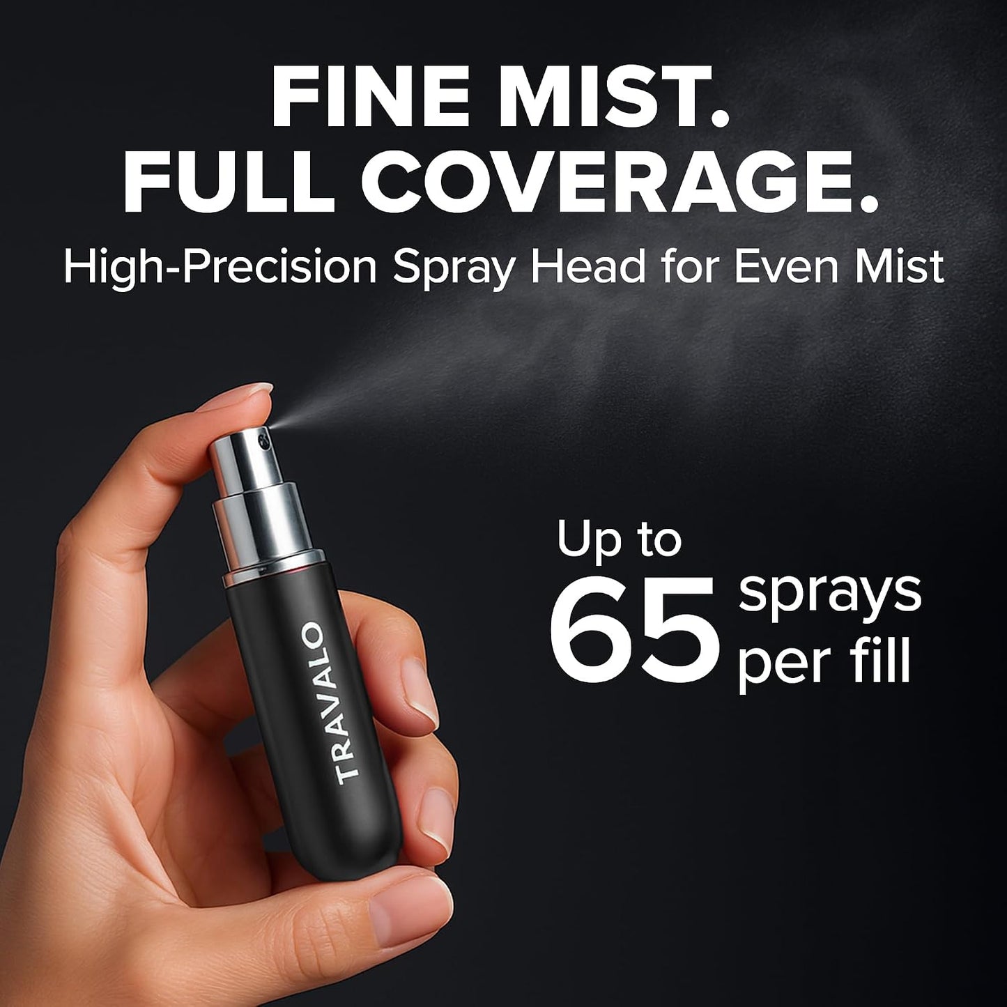 Classic HD Perfume Atomizer | Leak-Proof & TSA Approved - Reusable Mini Pump Sprayer - Elegant Black 0.17oz
