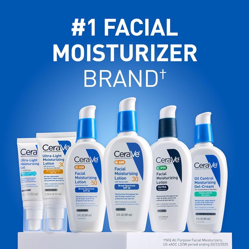 CeraVe Ultra-Light Moisturizing Lotion - Daily Face Moisturizer with SPF 30 & Hyaluronic Acid | Oil-Free, 1.7 Oz