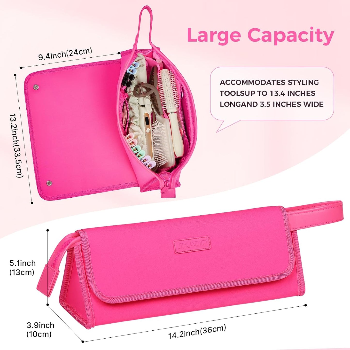 Hair Tools Travel Bag - 2-in-1 Heat Resistant Organizer for Curling Irons & Straighteners | Vibrant Rose Red