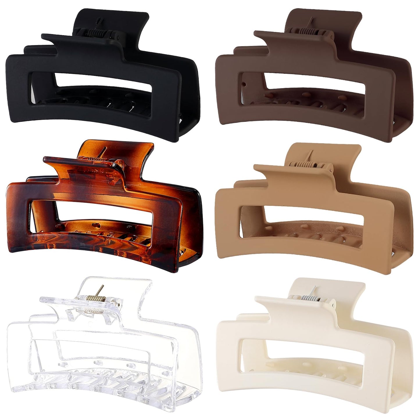 Sisiaipu 3.5 Inch Medium Hair Clips - 6 Pack Square, Rectangle, and Banana Jaw Clips for Women and Girls