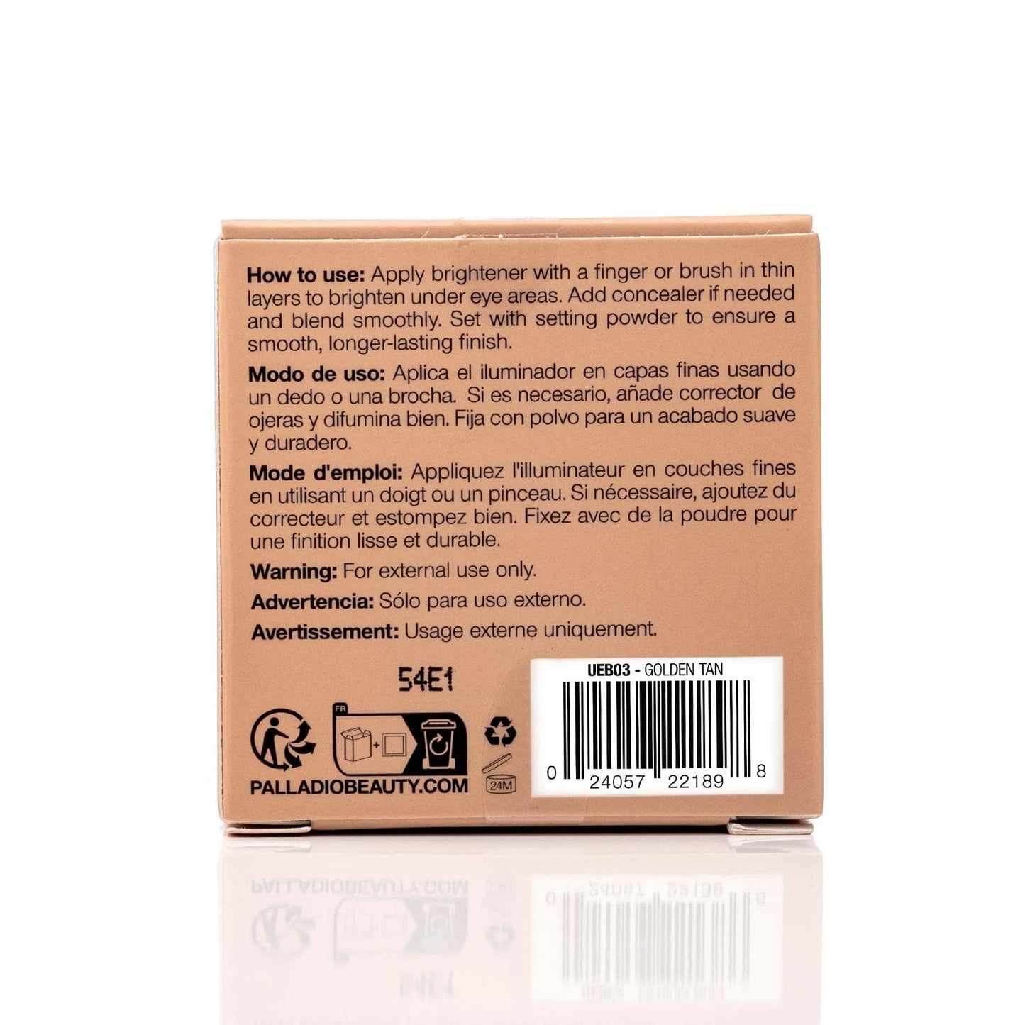 Palladio Under Eye Brightener - Concealer with Caffeine & Vitamin E | Reduces Dark Circles, Golden Tan