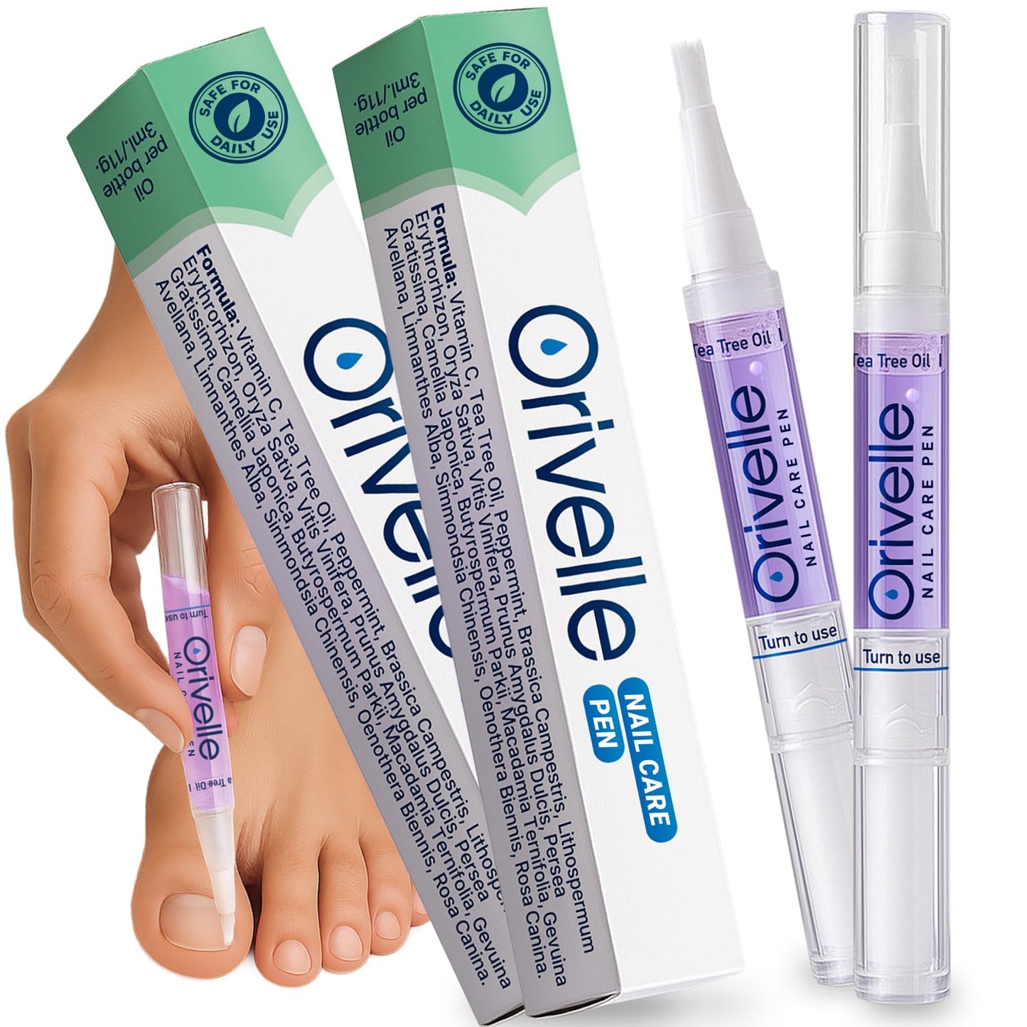 Orivelle Nail Care Pen – Cosmetic Care for Nails & Cuticles | Clean, Well-Groomed Appearance | Nail Oil Pen for Daily Use (4 Pack)