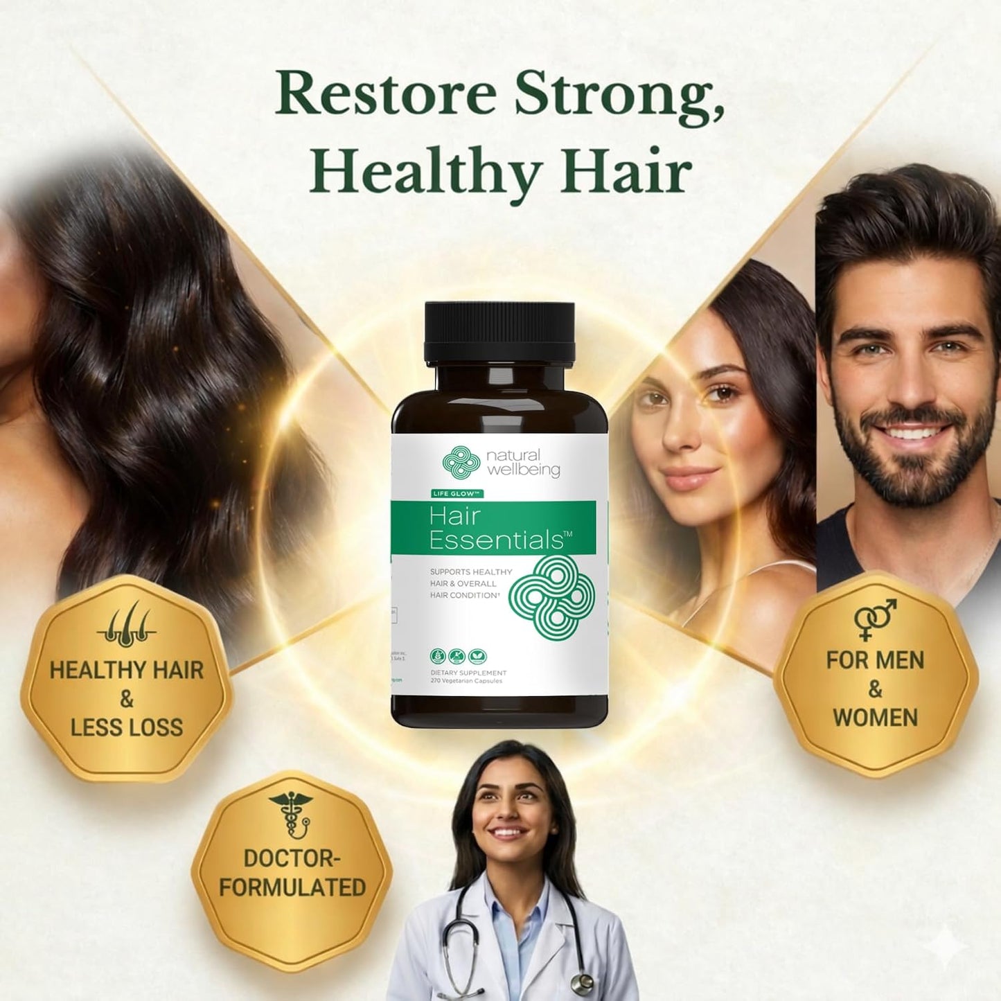 DHT Blocker Hair Growth Supplement - Natural Vegan Capsules for Men & Women | 270 Count, Stops Shedding & Thinning
