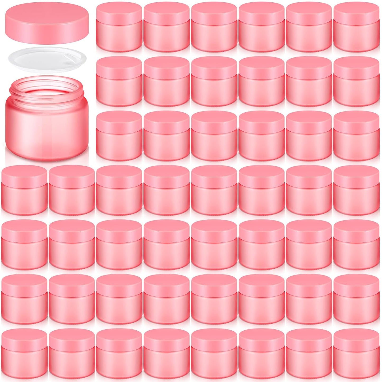 32 Pcs 2 oz Glass Jars - Leakproof Travel Size Cosmetic Containers for Makeup, Creams & DIY (Pea Green)