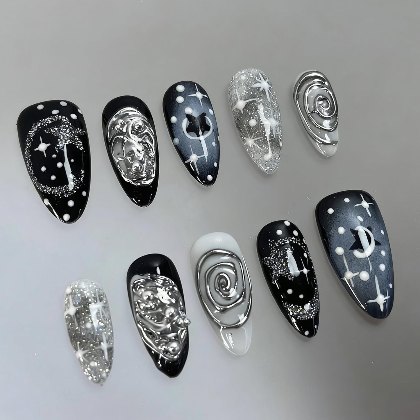 Almond Press On Nails - 30Pcs Medium Fake Nails with 3D Floral Art | Red French Gradient Acrylic for Women