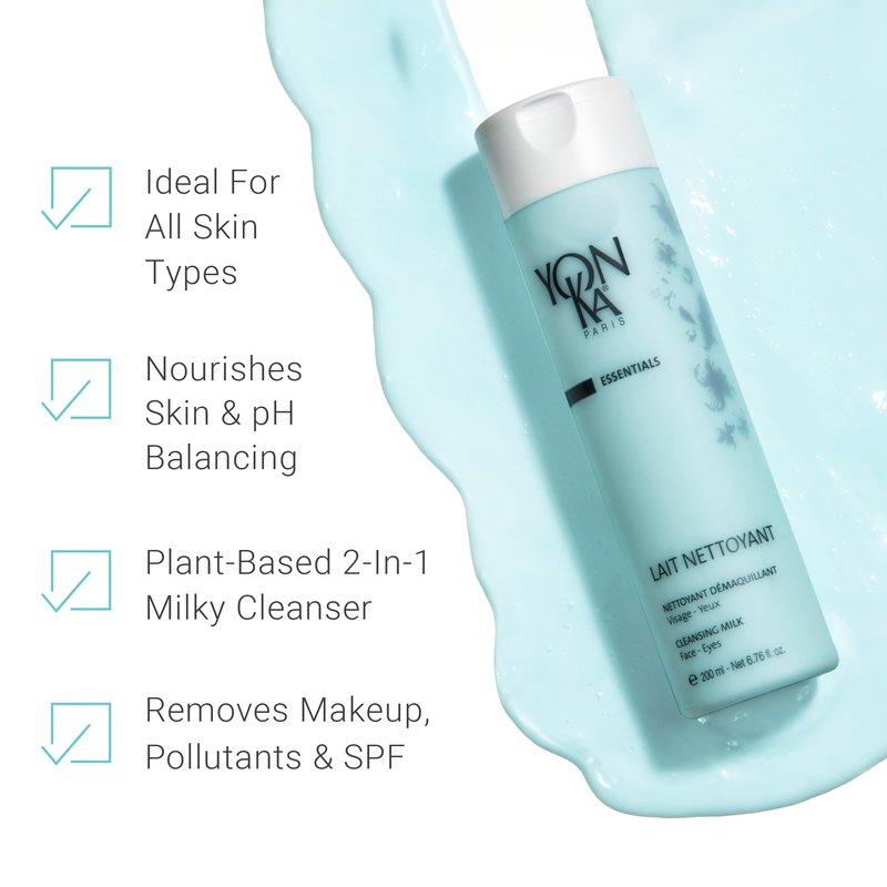 Yon-Ka Lait Nettoyant | Gentle Milk Cleanser & Makeup Remover with Plant-Based Ingredients | Moisturizes and Balances Skin pH | All Skin Types and Paraben Free | 6.76 fl oz