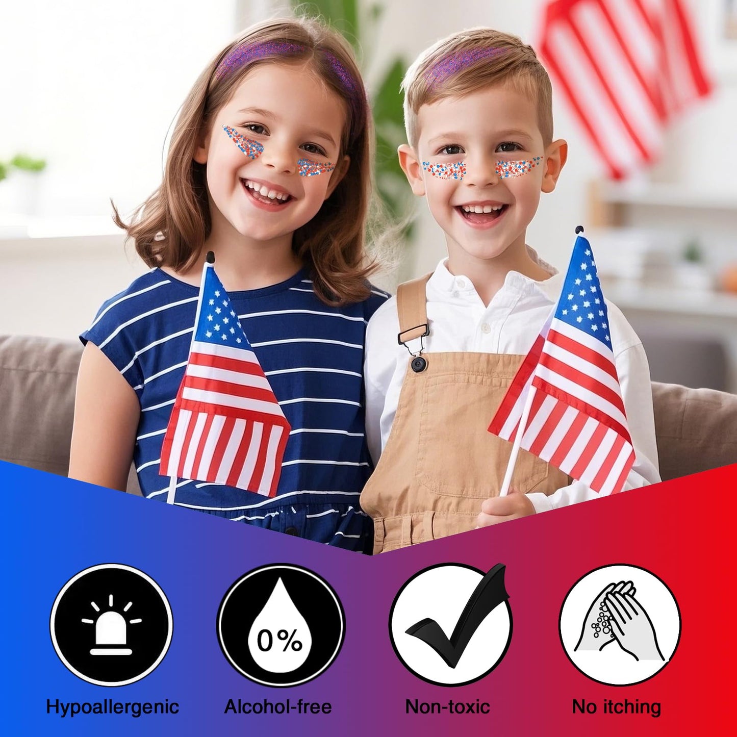 Paminify 4 Jars Red White Blue Hair Glitter,4th of July Body Face Glitter,USA Star Patriotic Sparkle Makeup for Football Games,Fourth of July Outfits for Women,Independence Day Accessories,40g/1.41 oz