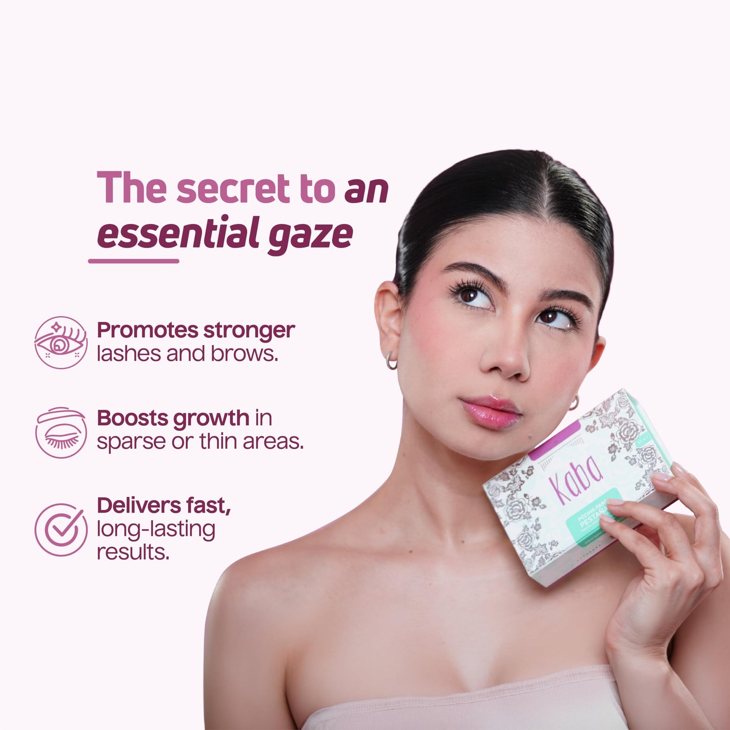 Kaba Eyelash Growth Serum for Longer, Thicker & Stronger Eyelashes with Essential Oils. Dermatologist Tested. Includes Makeup Remover Oil - Improved Formula