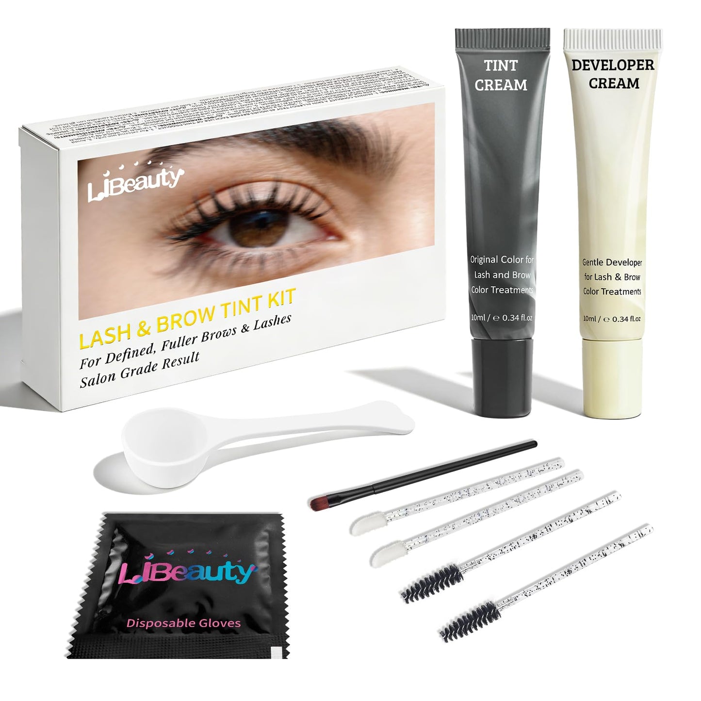 Libeauty Lash & Brow Color Kit – Instant Black Eyelash Color 10 ml, Eyebrow Coloring Set Last Up to 4 Weeks, Waterproof, Gentle Formula, Easy DIY Salon Results at Home