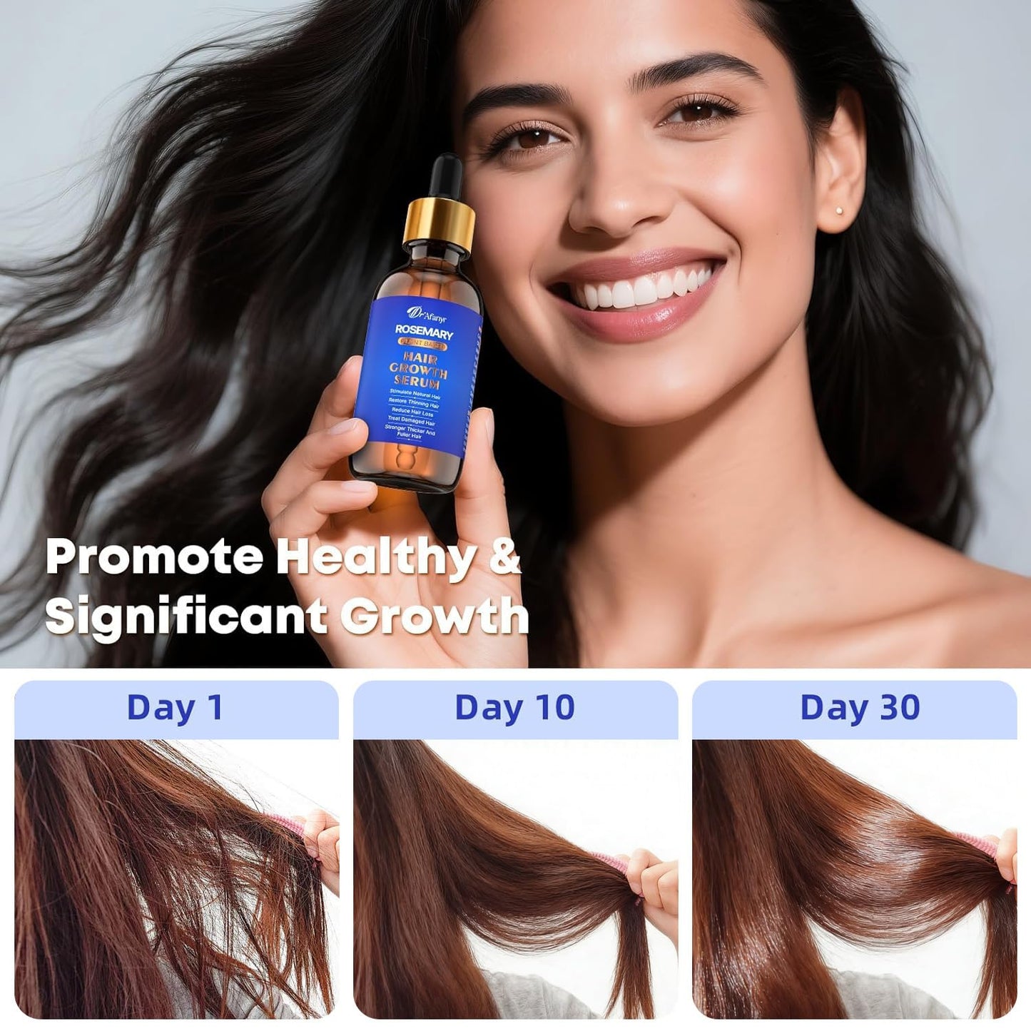 100% Natural Hair Oil with Rosemary & Saw Palmetto, Nourishing Treatment for Dry Damaged Hair, Smooth Frizz & Strengthen Strands for Silky Soft Shine