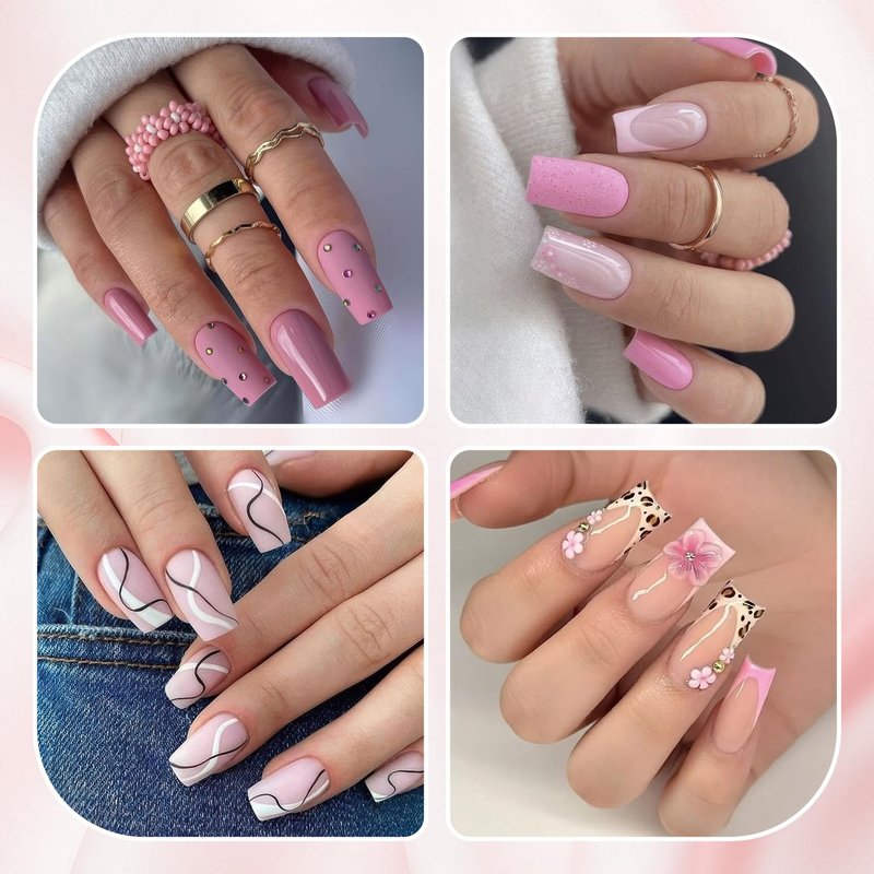 Medium Square Gel Nail Tips - Half Matte 312pcs Full Cover Acrylic Nails for DIY Art | 12 Sizes Available