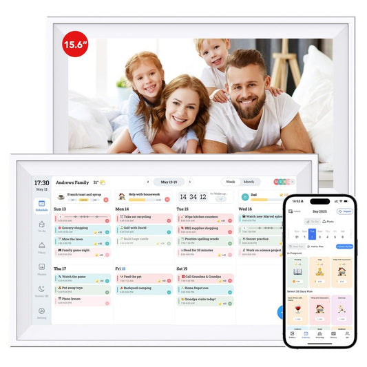 Digital Calendar 15.6 inch Wall Calendar Planner with Touch Screen, Electronic Calendars for Family Organizer, Smart Chore Chart Sync with Phone by App for Meal Planner, Photo Share Stand & Wall Mount