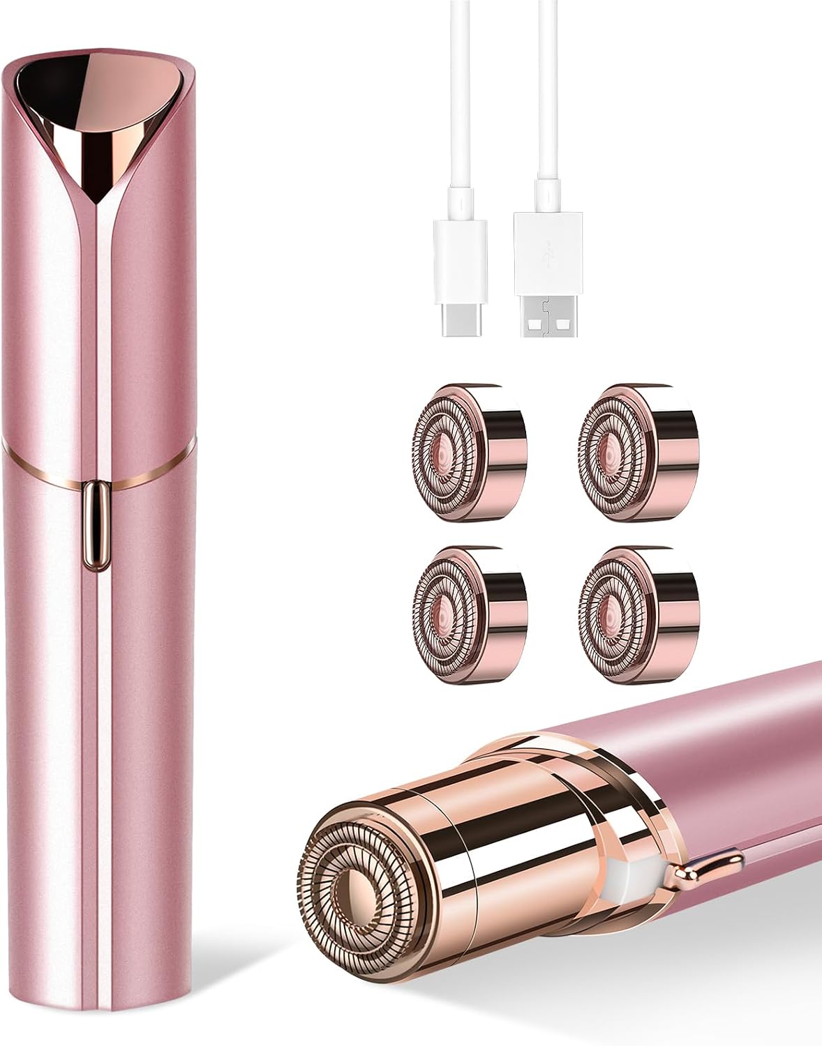 Flawless Facial Hair Removal Device - Portable & Painless Hair Remover for Women | Rechargeable with 2 Replacement Heads