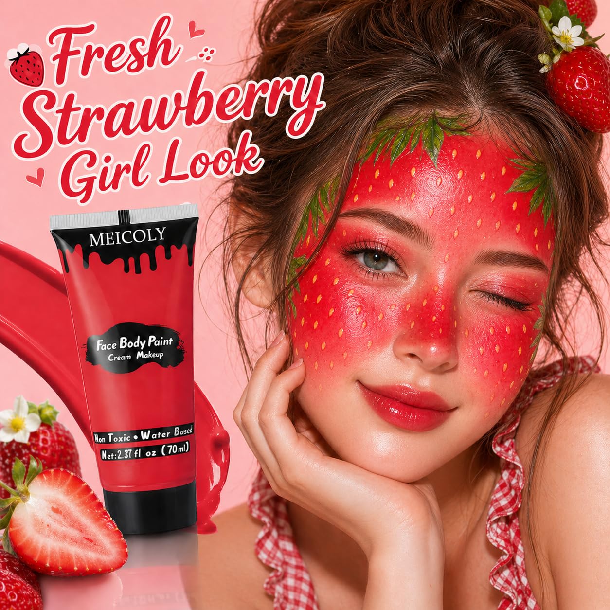 Devil Red Face Body Paint - 2.37 Oz Washable Water-Based Makeup for Halloween | Full Body Paint for Adults & Kids