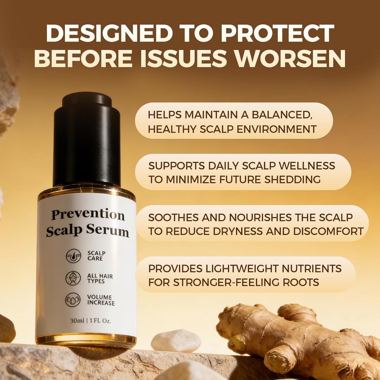 Hair Growth Serum - Plant-Based Scalp Care Formula for Fuller-Looking Hair | Nourishes Roots & Supports Healthy Scalp, 1 Fl Oz