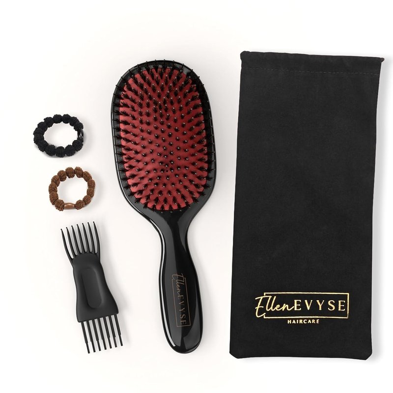 Boar Bristle Hair Brush - Smoothing & Detangling Tool for Men & Women | Nylon Pins, Reduces Breakage & Enhances Shine