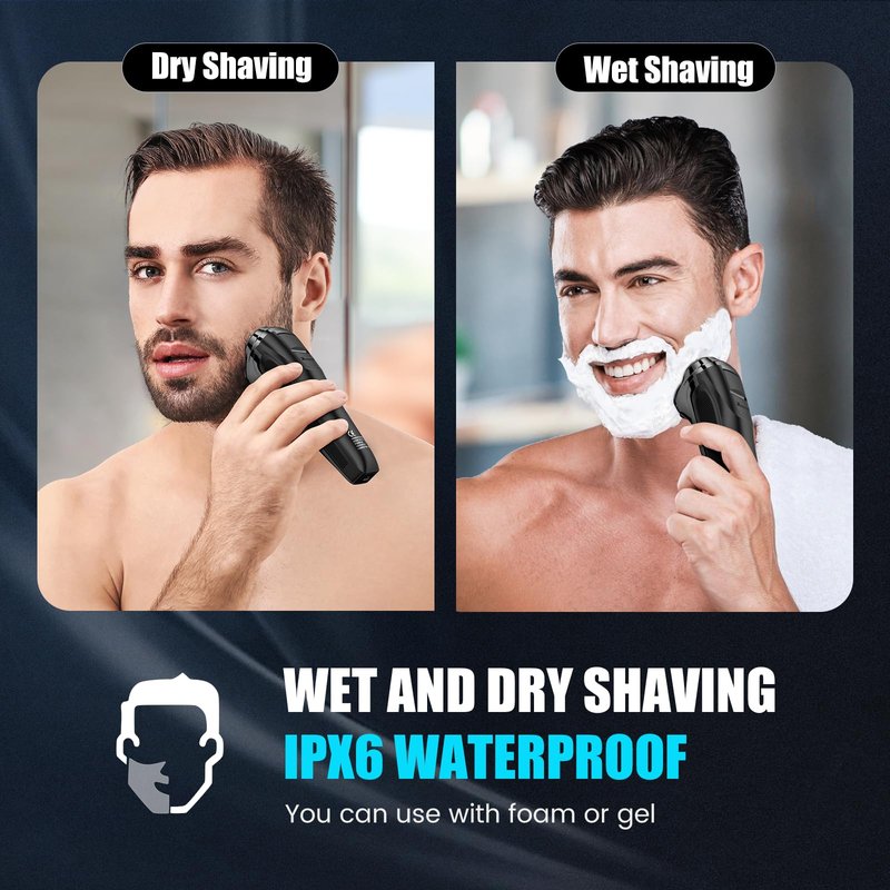 Brightup Electric Razor for Men, Electric Shavers for Men Face with Pop-up Trimmer, Waterproof Cordless USB-C Rechargeable, Wet Dry Portable Shaver with LCD Display/Travel Case, Gift for Him