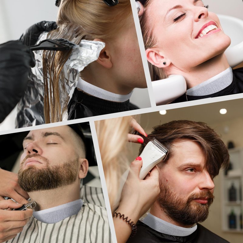 woonfond Disposable Barber Paper Neck Strips, Soft Stretchy Self-Adhesive Neck Strips for Hair Cutting, Barber Shop & Salon Supplies (12)