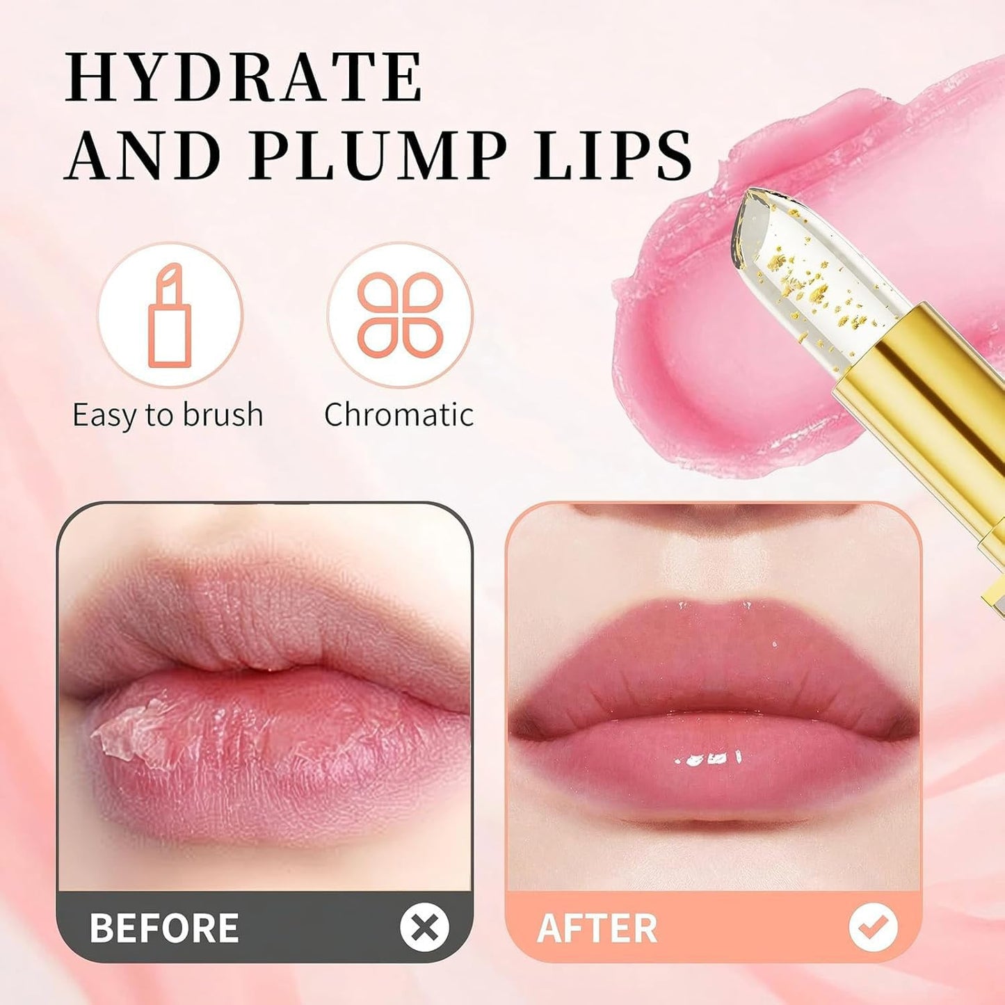 Color Changing Lipstick for Older Women, Ph Adjusting Clear Lip Gloss, Transferproof Color Lipstick Long-Lasting Hydration Without Stripping, Keeping Makeup In Place for Up To 8+ Hours