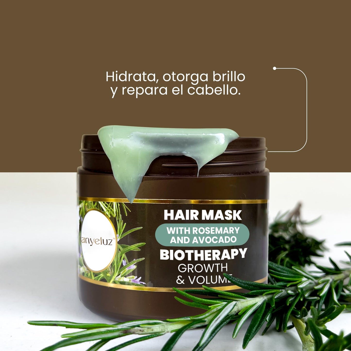 ANYELUZ Rosemary Hair Mask for Dry Hair with Avocado Extract, 10.6 Oz