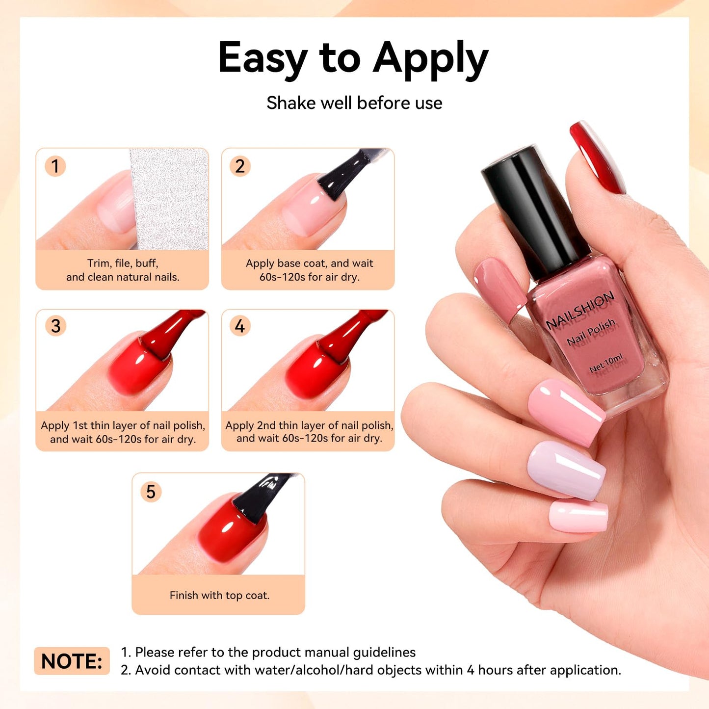 Nailshion Nude Gray Nail Polish Set Neutral 16 Colors with Base Top Coat