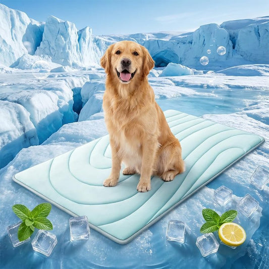 AIIONP Cooling Mat for Dogs, 2026 Upgraded Cooling Bed for Dogs, Portable Dog Cooling Pad, Washable Pet Cooling Pad Indoor Outdoor, Suitable for Crate Travel Home, for Small Medium Dogs (Blue, Small)