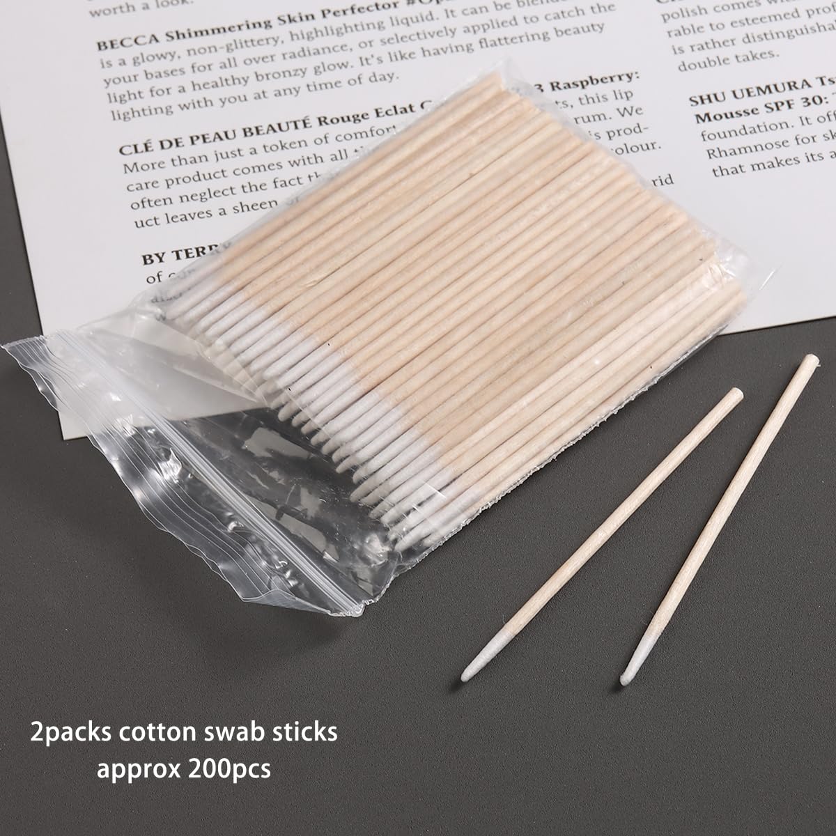 Precision Tip Cotton Swabs - 200PCS Pointed Wooden Sticks for Makeup, Nail Polish & Microblading | Disposable Applicators