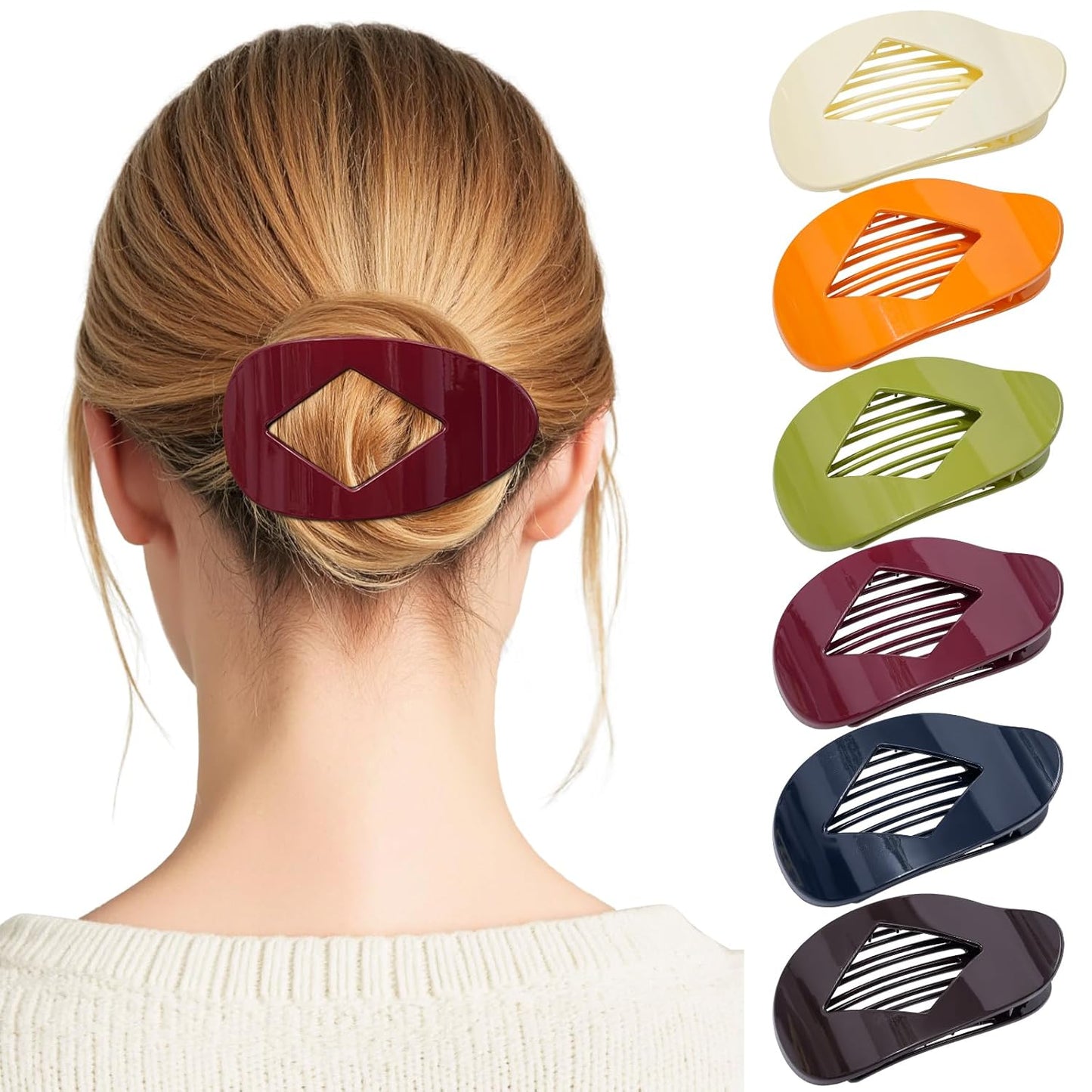 Flat Hair Clips for Women - 6 PCS French Medium Claw Clips for Thick or Thin Hair | Strong Grip Non-Slip Design