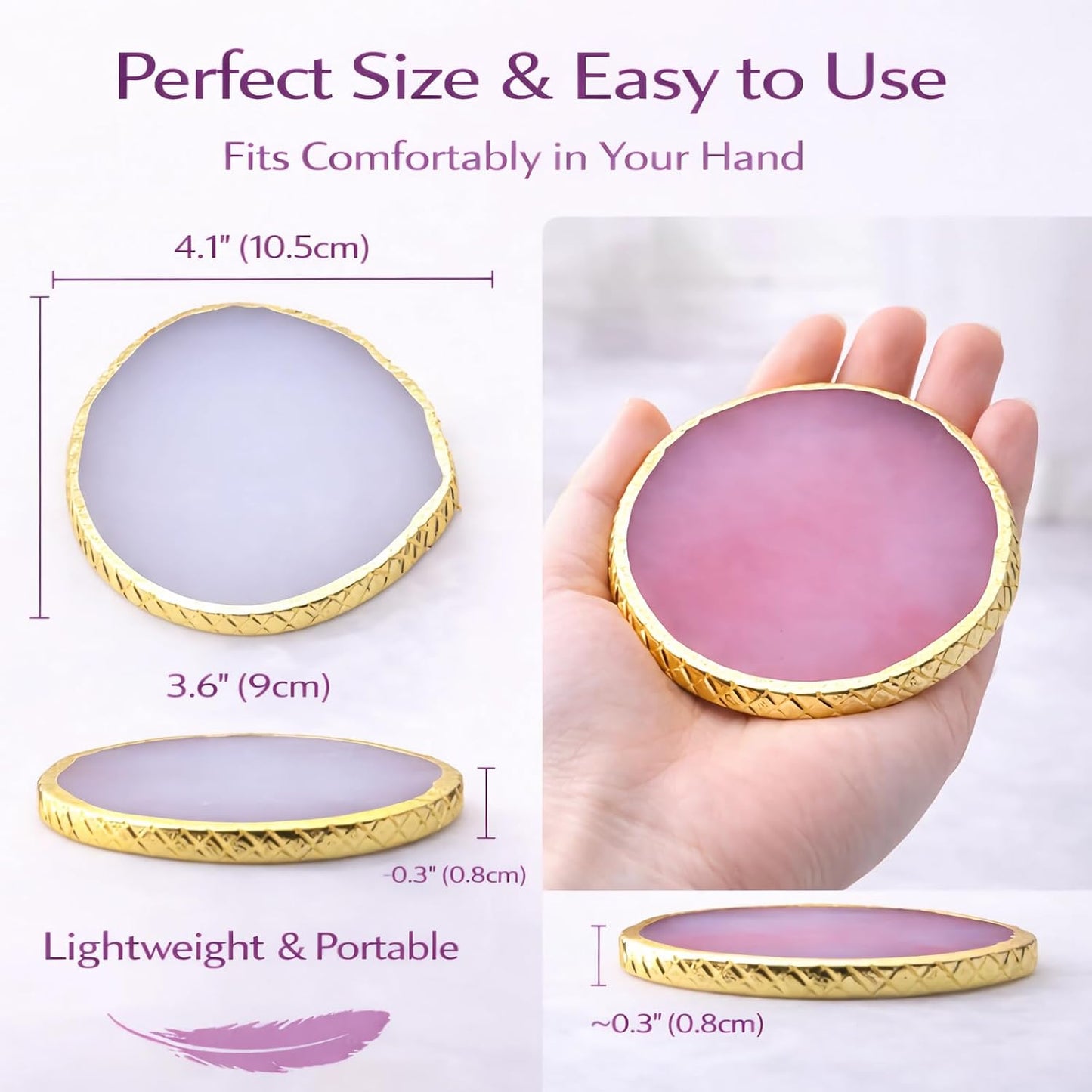 Resin Nail Art Palette - Gel Polish Mixing Board with Gold Edge | White & Pink Color Options for Salon & DIY