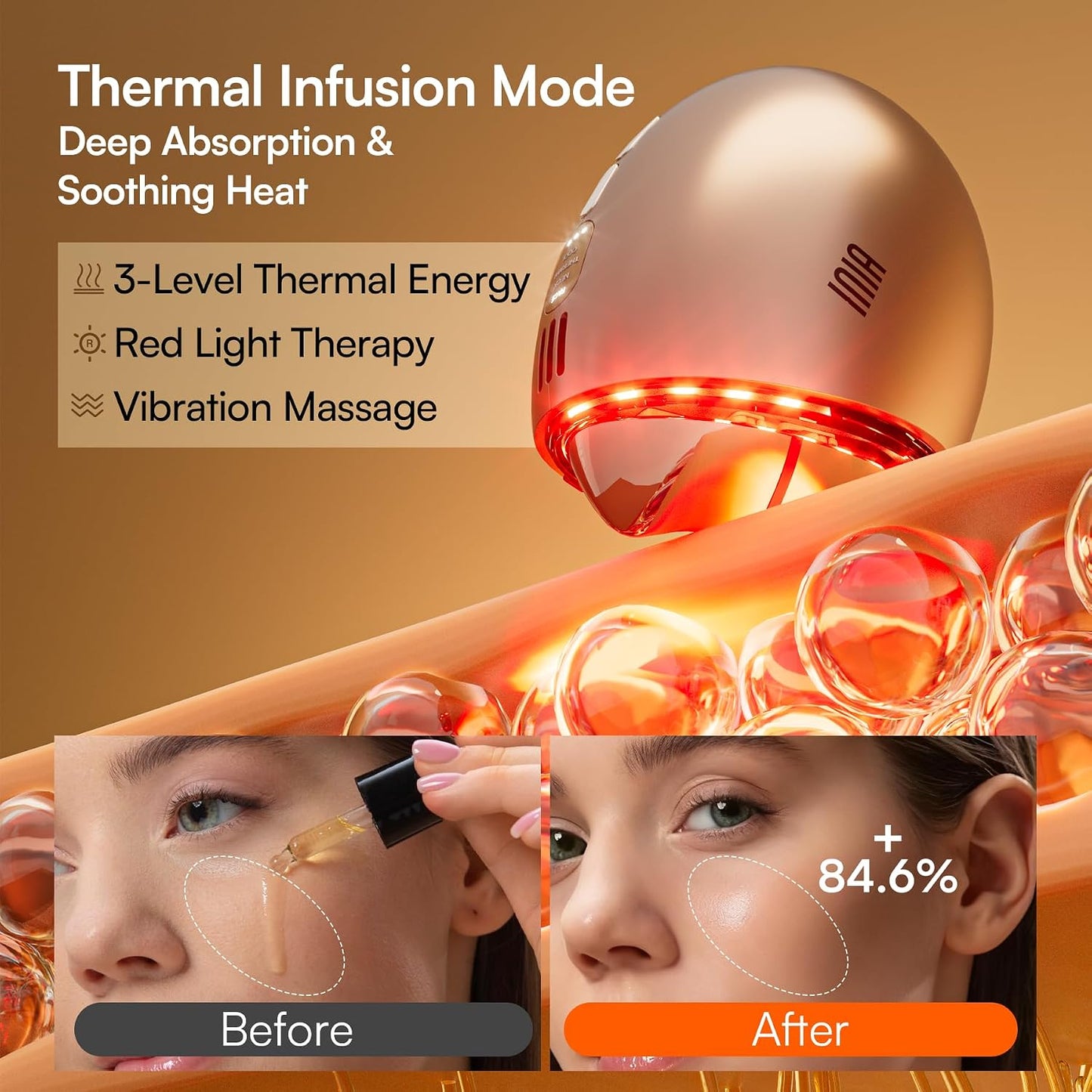 7-in-1 Red Light Therapy Gua Sha Facial Massager - Thermal & Cryo Modes for Puffiness & Firming