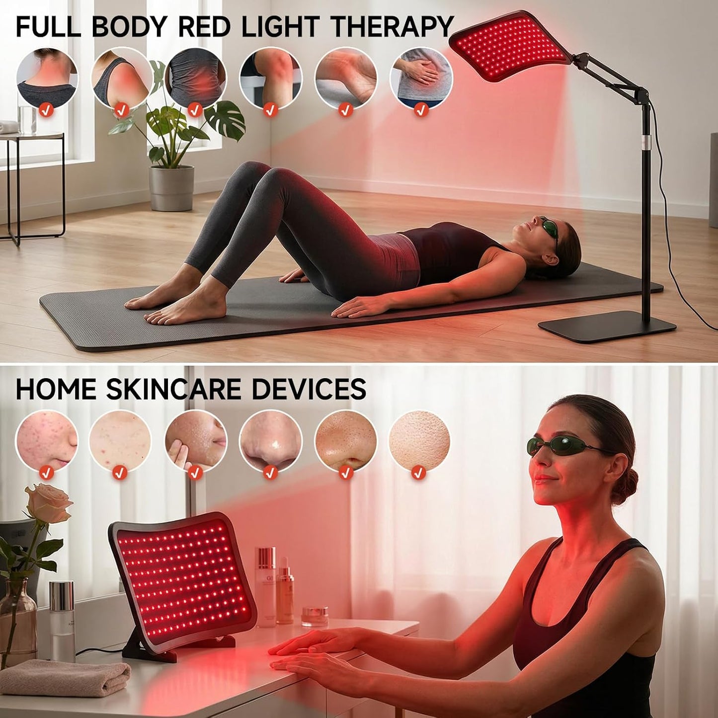 Renergy Red Light Therapy Lamp - 660nm & 850nm Infrared Panel for Face & Body | Portable LED Device with Remote Control