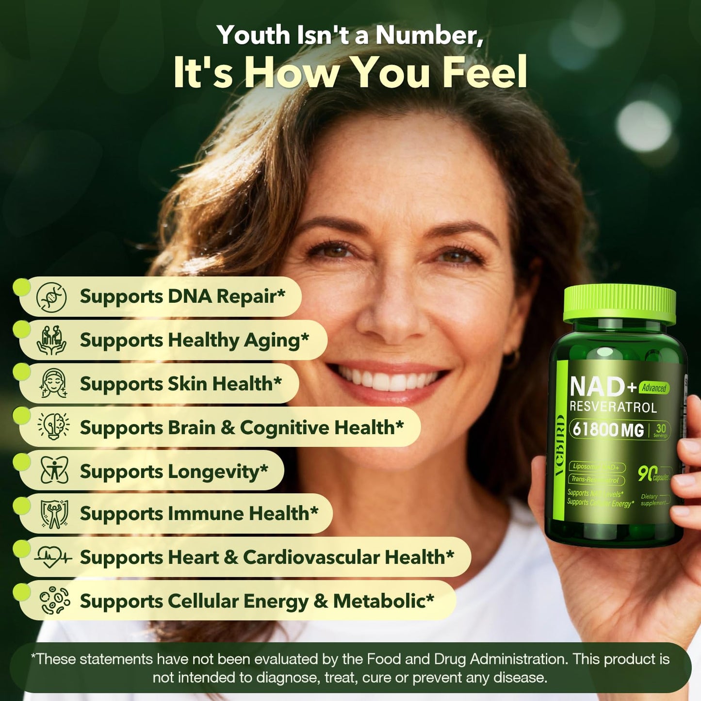 Nad Resveratrol Supplement 1200mg Per Serving – Liposomal Nad+ Resveratrol for Women & Men – High Purity 1200mg Nad+ Supplement for Energy & Healthy Aging, Resveratrol, Quercetin, CoQ10 – 90 Counts