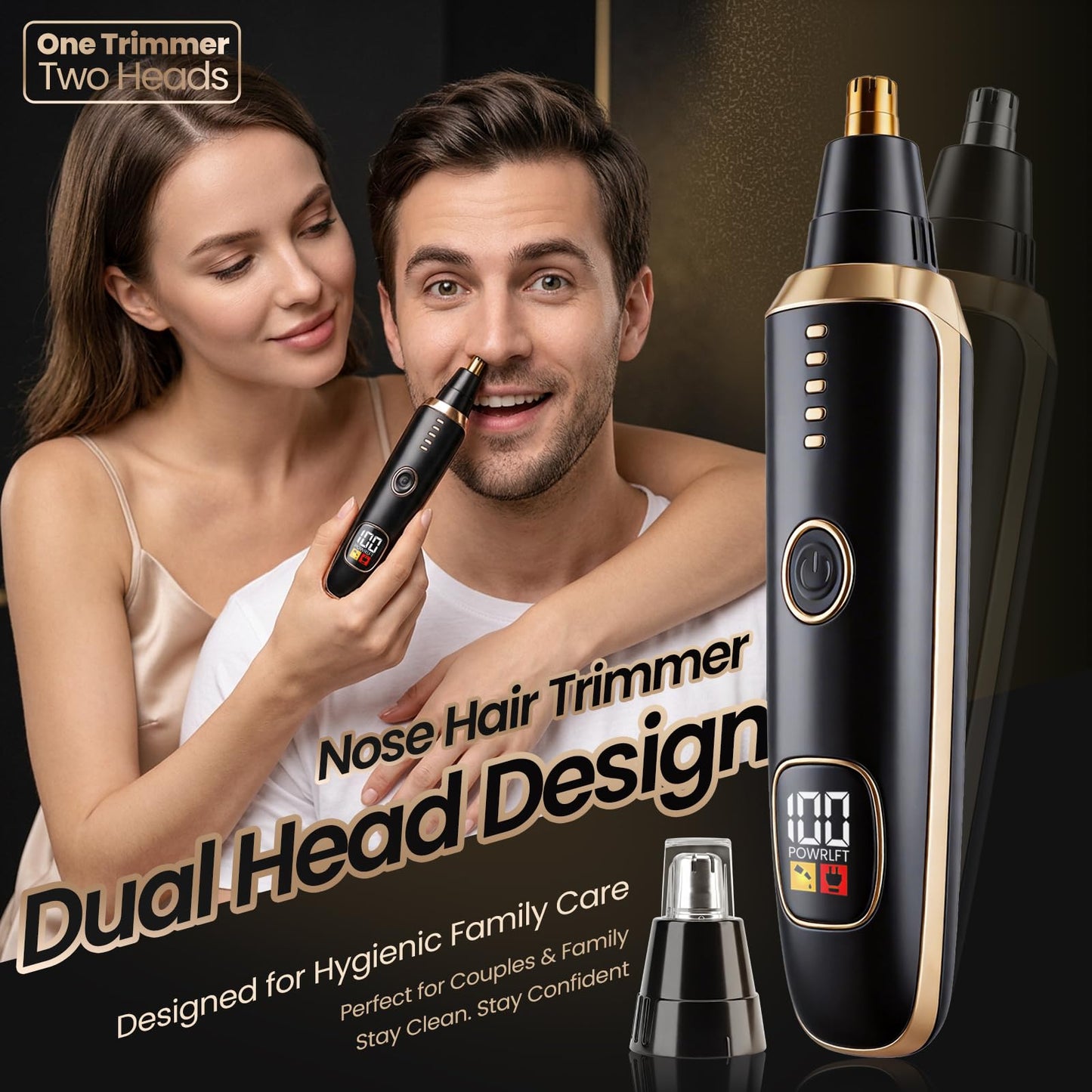 Beanify Nose & Ear Hair Trimmer with LED Display for Men and Women, 2026 USB Rechargeable Facial Trimmer Clipper for Easy Cleansing, Portable Painless Grooming Kit,Gift Box Included