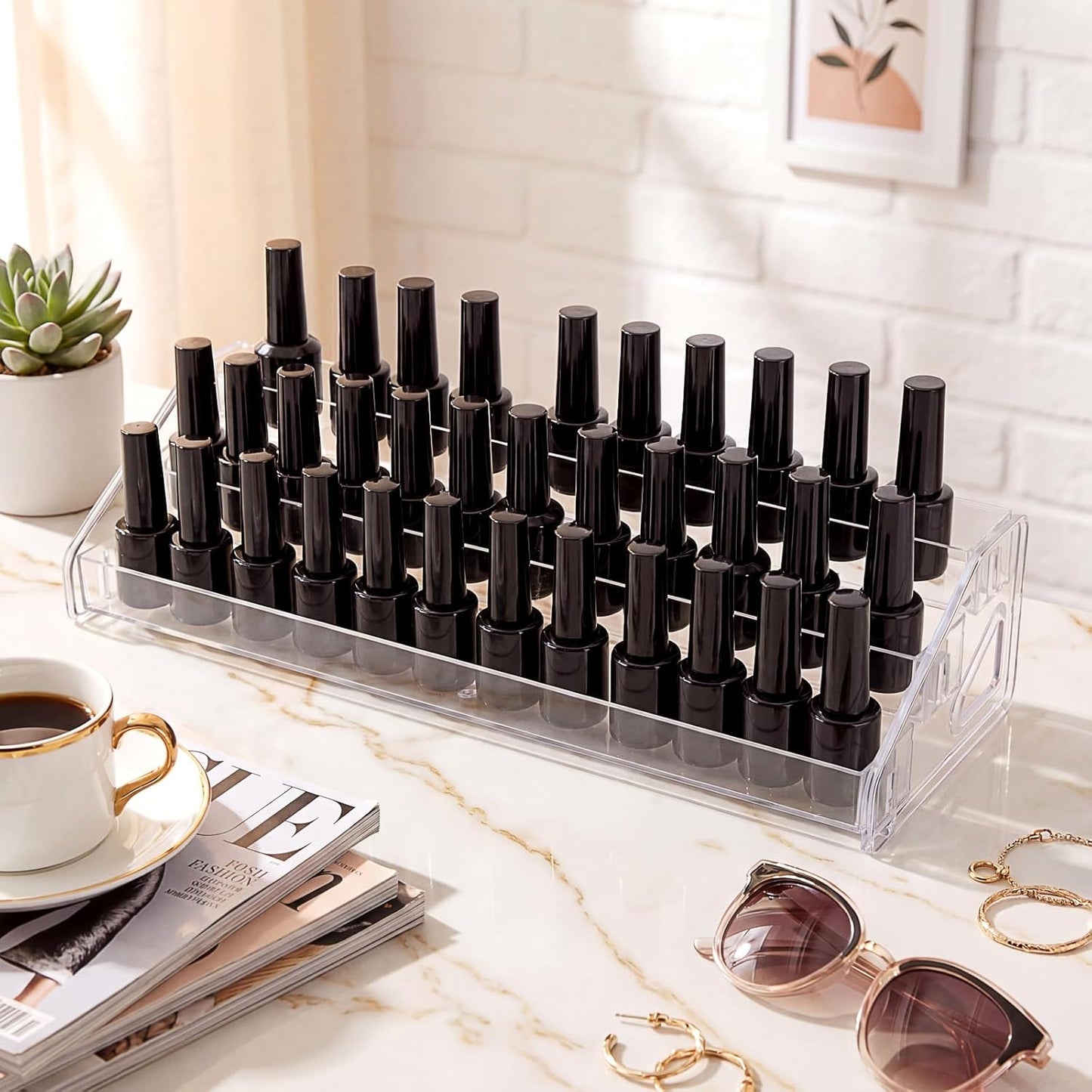 3 Layer Nail Polish Organizer - Clear Multi-Tier Display Stand for Nail Polish, Eyeglasses, Makeup & More