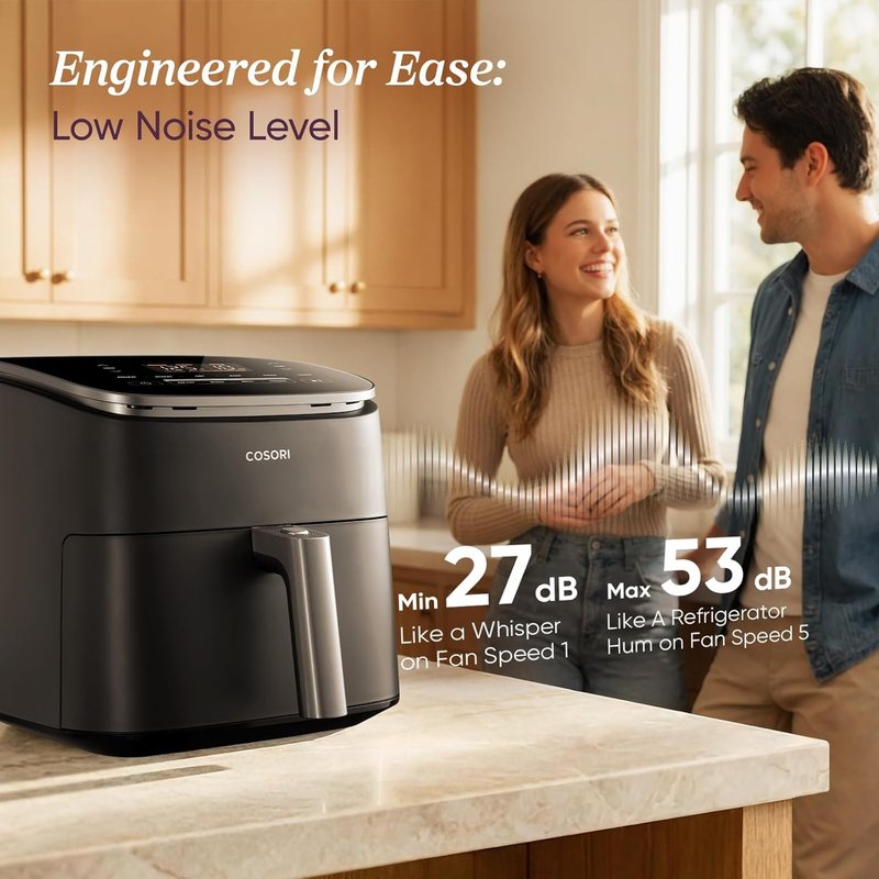 Cosori 9-in-1 Air Fryer - 6 Qt PFAS-Free Ceramic Coating, Precise Heating | Dark Gray