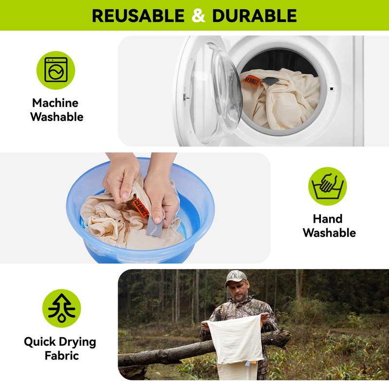 GearOZ Elk Game Bags Hunting Meat Bag 5-Pack Reusable Rolled Heavy Duty Quarter Bags, Durable Hunters' Game Bags Large Enough for Elk/Caribou/Deer/Moose, 48" x4, 28" x1