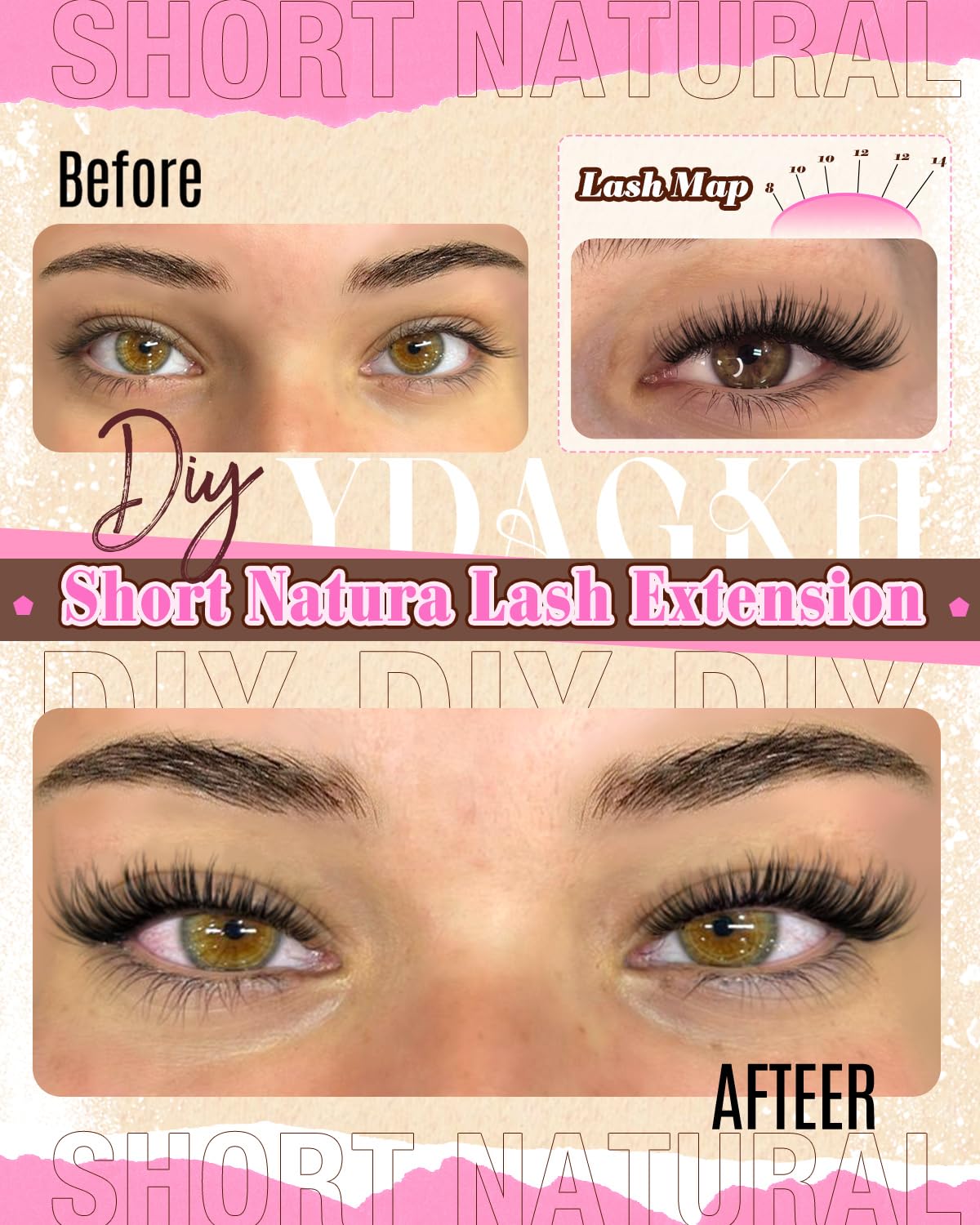 Natural Eyelash Clusters - Short Spiky Wispy Extensions 8-14mm | Ultra-Thin Band C Curl DIY Lashes