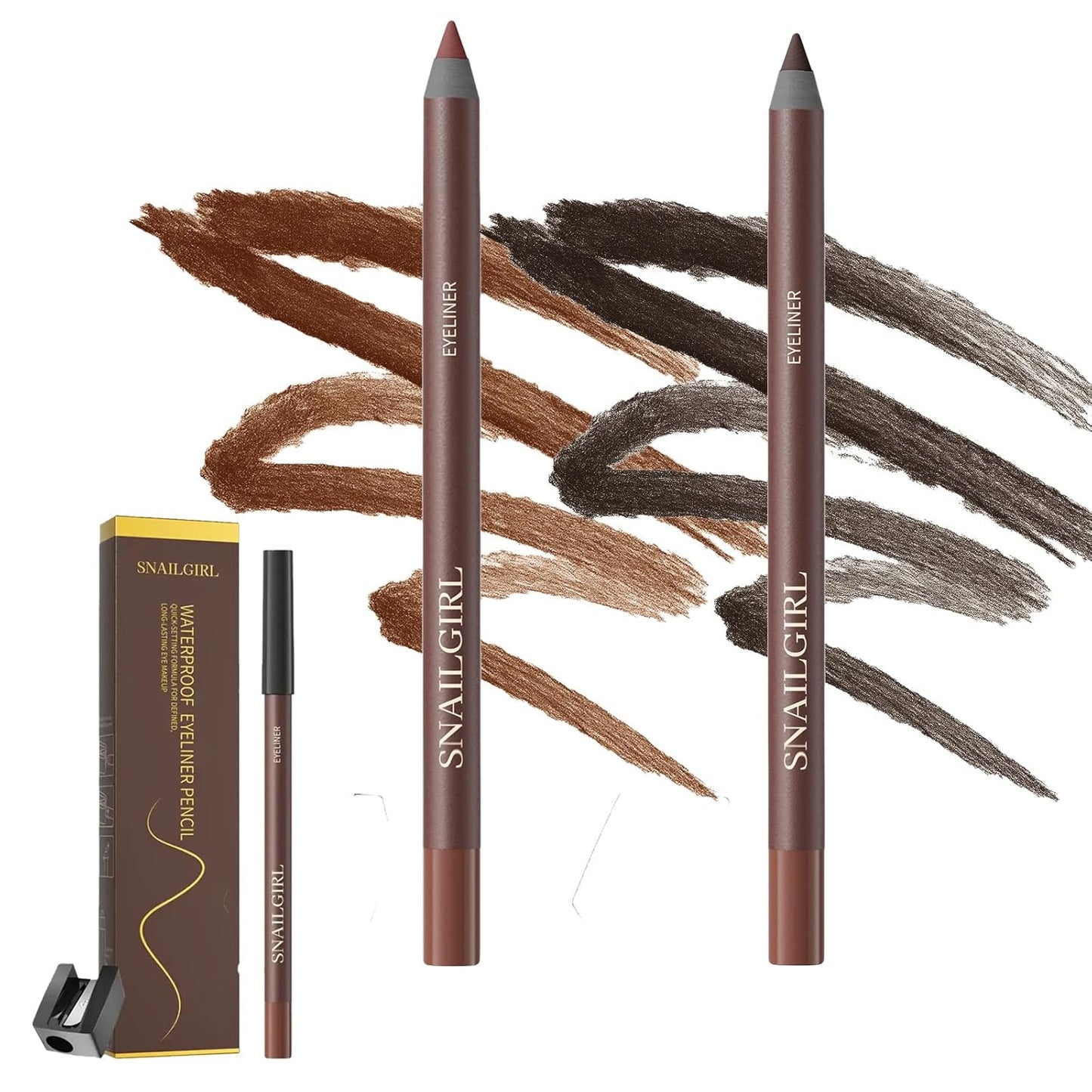 Waterproof Eyeliner Pencil - 24hr Long-Lasting Duo with Precision Tip | 7 Eye-Enhancing Shades