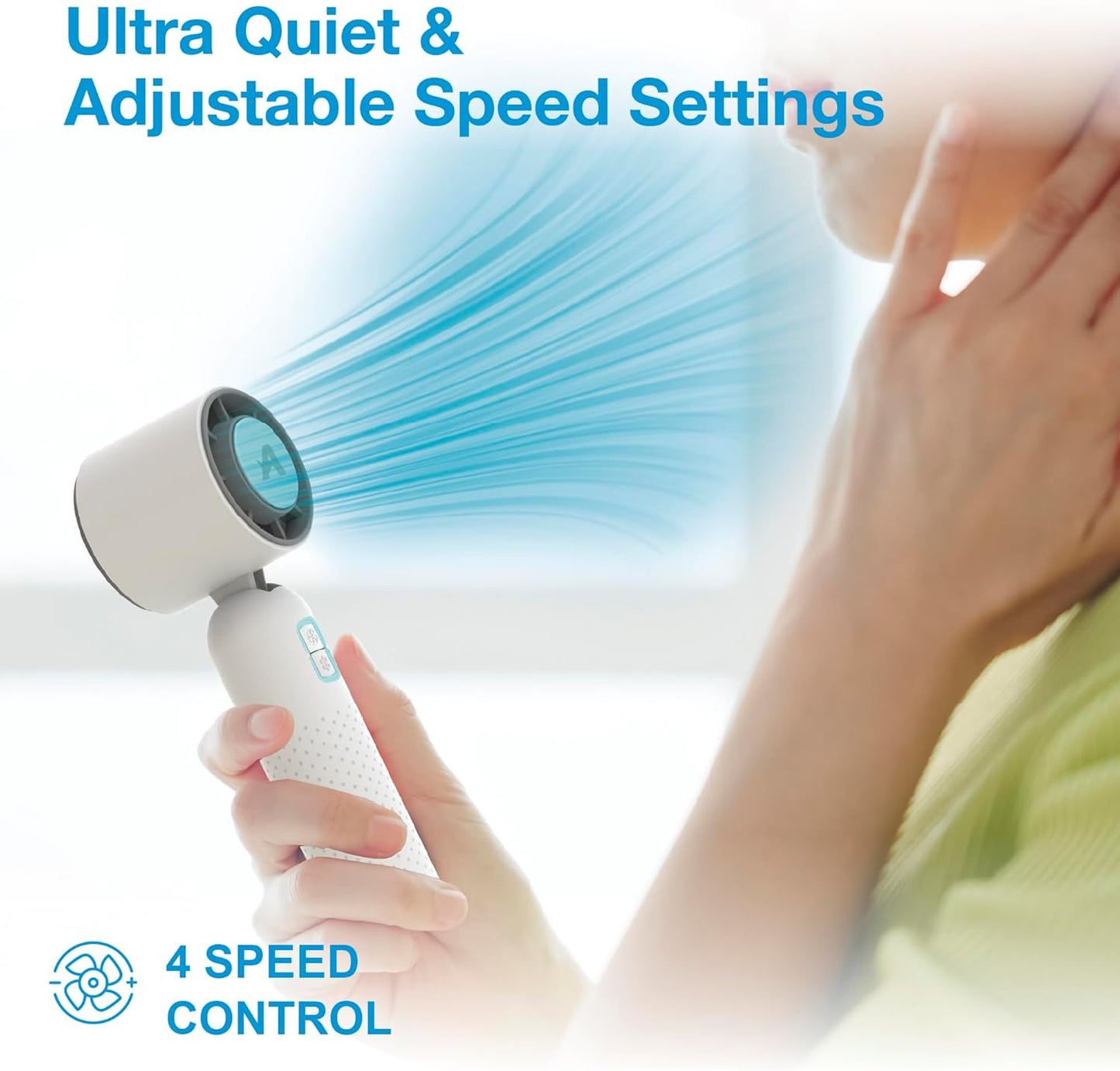 Portable Handheld Fan - Mini USB Rechargeable Personal Fan for Cooling | 4-Speed Adjustable, Compact & Lightweight