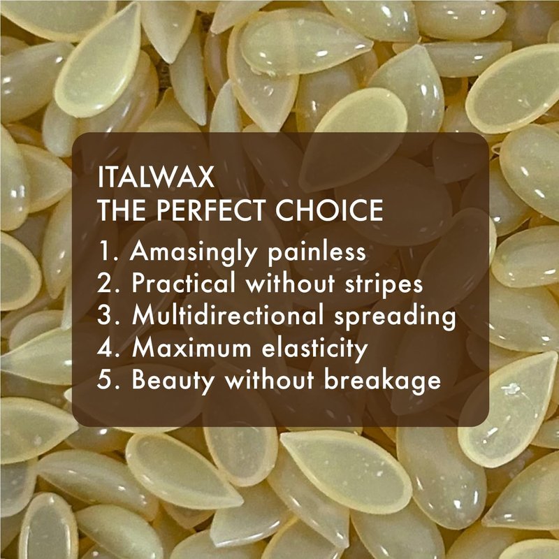Italwax Classic Line Natural Hard Wax Beads 2.2 lb (1 kg) – Transparent Medium Setting Stripless Wax for Normal Skin & Large Areas – Made in Italy