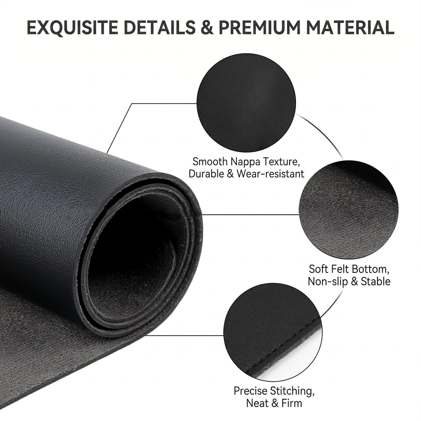 23.6 x 11.8 inches Foldable Nail Art Table Mat, Waterproof Non-Slip PU Leather Nail Desk Pad, Reusable Manicure Mat for Nail Tech Salon Home Acrylic Nails (Black)