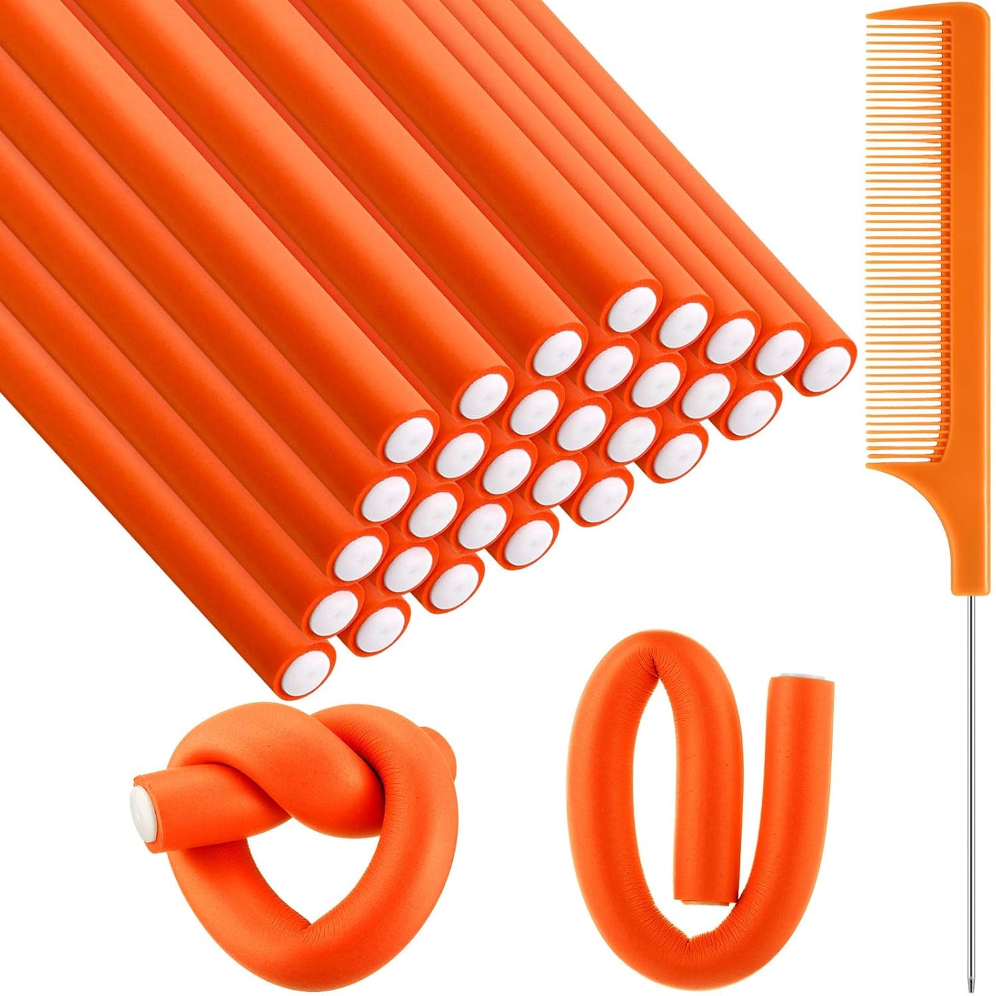 Flexible Curling Rods - 30 Pcs Foam Rollers for No Heat Styling | Dark Blue, 9.45 x 0.55 Inch
