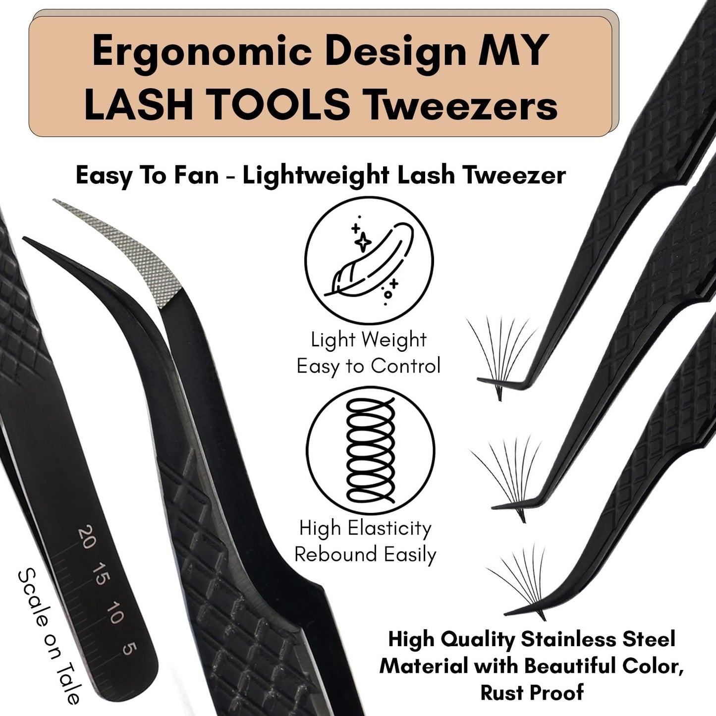 Fiber Tip Lash Tweezers Set for Eyelash Extensions – Curved Classic, Mega 90 Degree Boot, 45 Degree Angle & Isolation Tweezer, Stainless Steel Precision, Non Slip Professional Application Kit