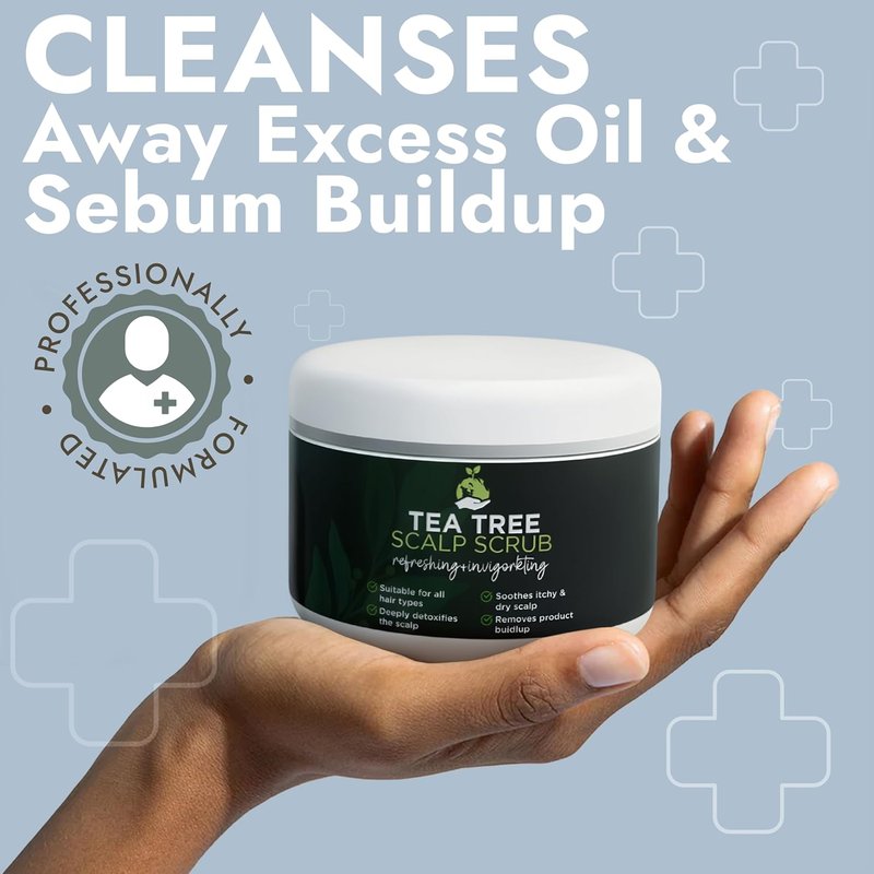 Tea Tree Scalp Scrub - Itchy & Dry Scalp Relief with Tea Tree Oil, Quartz & Sea Salt | Exfoliates & Supports Healthy Hair Growth (Pack of 2)
