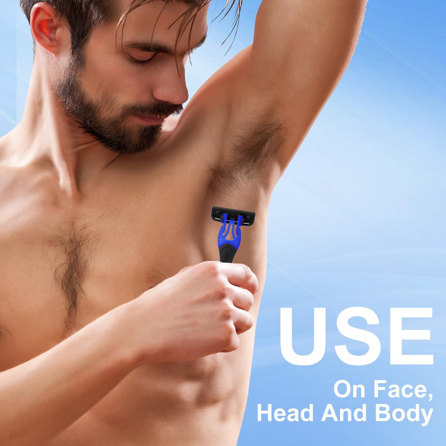 Leriton 15 Pcs Sensitive Men's Disposable Razors Bulk 5-Blade Disposable Head Razor for Sensitive Skin for Hotels, Travel, Business Trips, Gyms, SPA, Donations, Gifts, Etc.