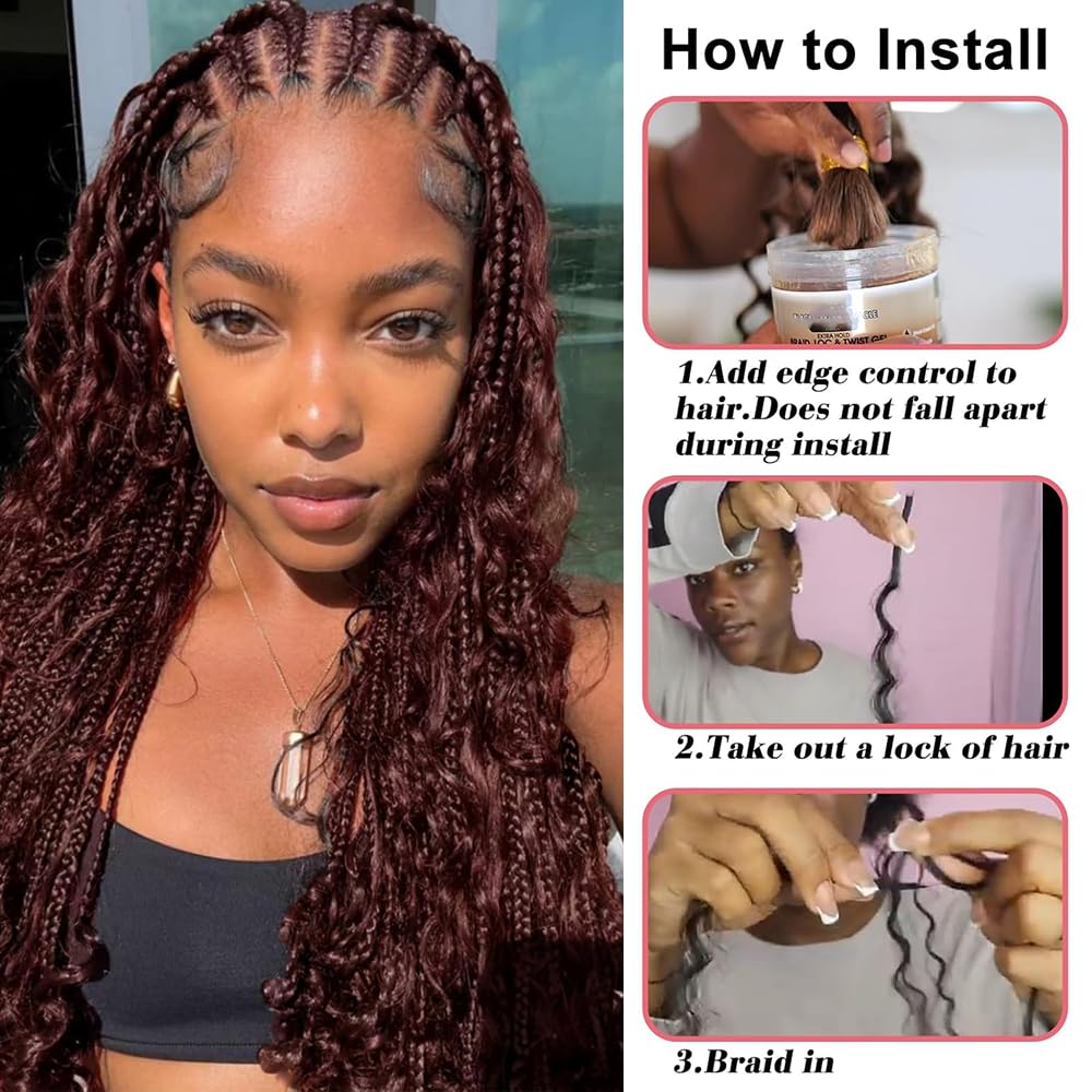 Brown Braiding Hair Deep Wave Bulk 26 26 Inch 110g #33 Boho Human Hair for Braiding Deep Curly Brown Braiding Hair Bundles Human Hair Extensions