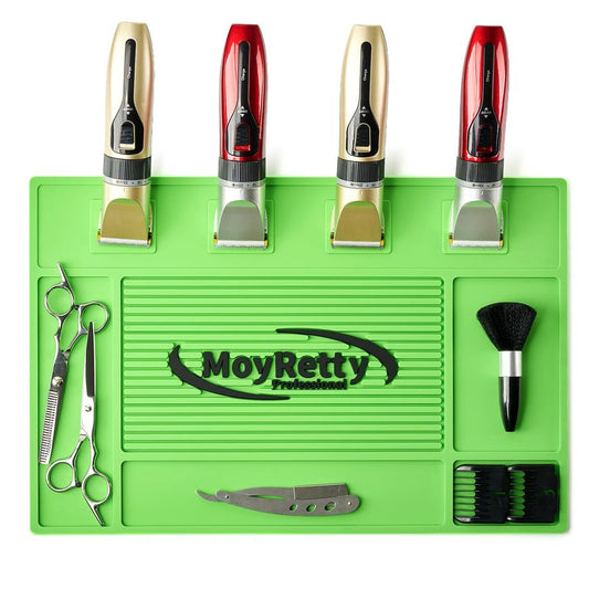 Professional Magnetic Barber Mat with 4 Magnets, Non-Slip Rubber Tool Organizer, Black, 17.7x11.8 Inch, for Clippers, Scissors, Trimmers by MoyRetty (Green)