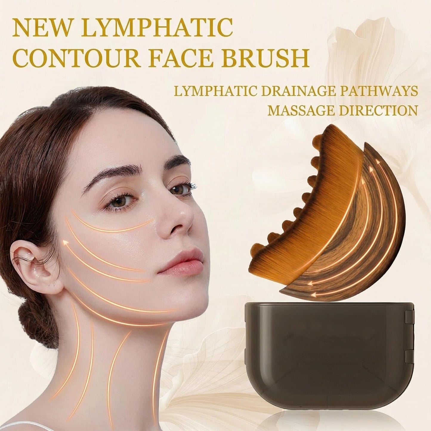 Alvora Lymphatic Contour Face Brush, Face Sculpting Tool for Lymphatic Drainage, Ultra Soft Bristles, Dry Brush, Helps Reduce Look of Puffiness, 100% Gentle & Soft on Skin | Naturally Sculpted Look